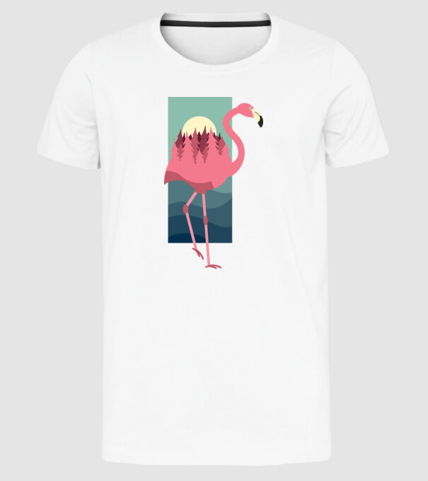 Flamingo Design model alb pe tricou