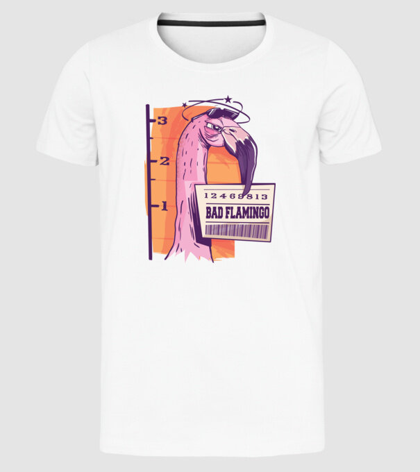 Flamingo arestat amuzant model alb pe tricou