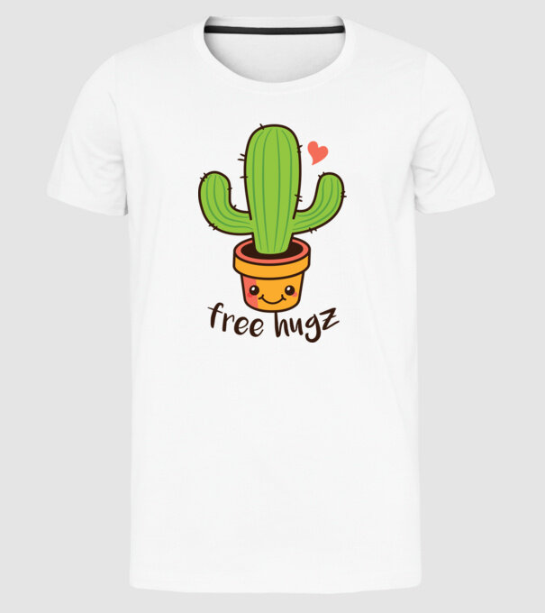 Free Hugz tricou amuzant Cactus model alb pe tricou