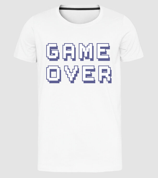 Game Over model alb pe tricou