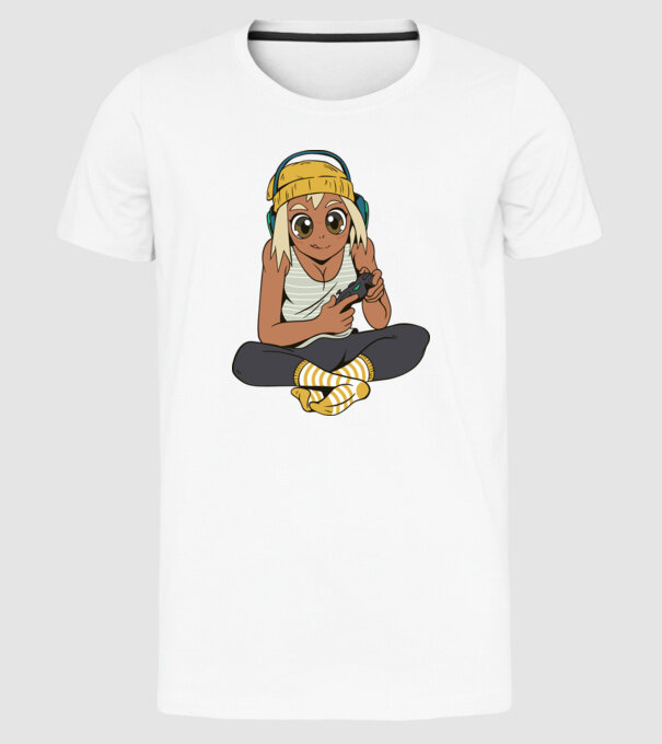 Fată Gamer model alb pe tricou