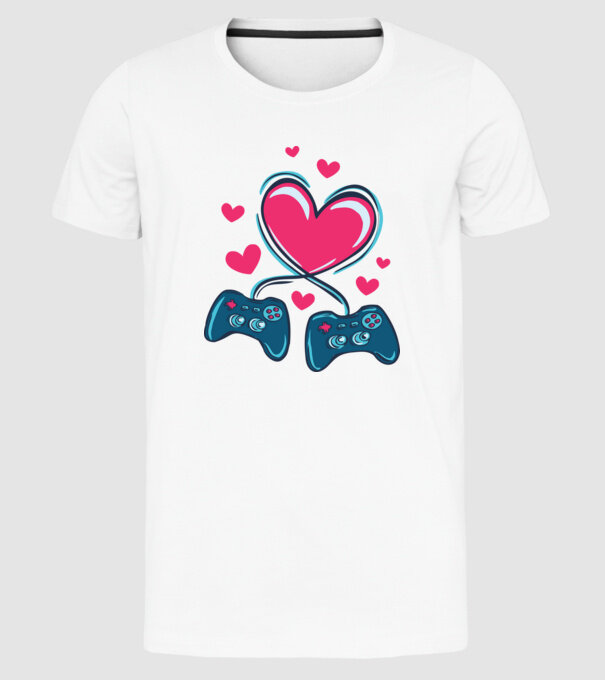 Dragoste Gamer model alb pe tricou