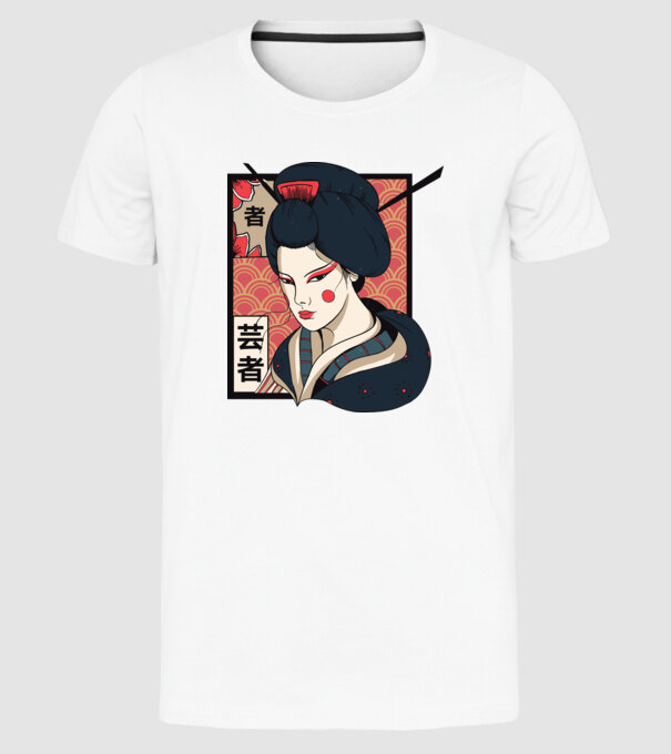 Geisha Japonia model alb pe tricou