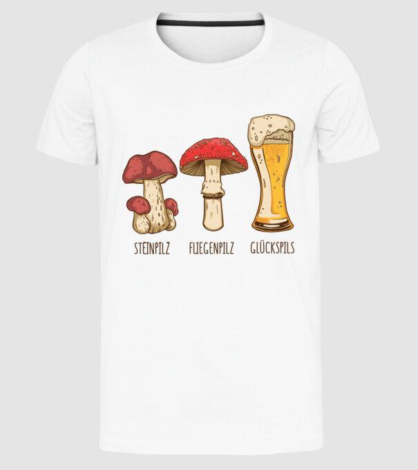 Soiuri de ciuperci model alb pe tricou