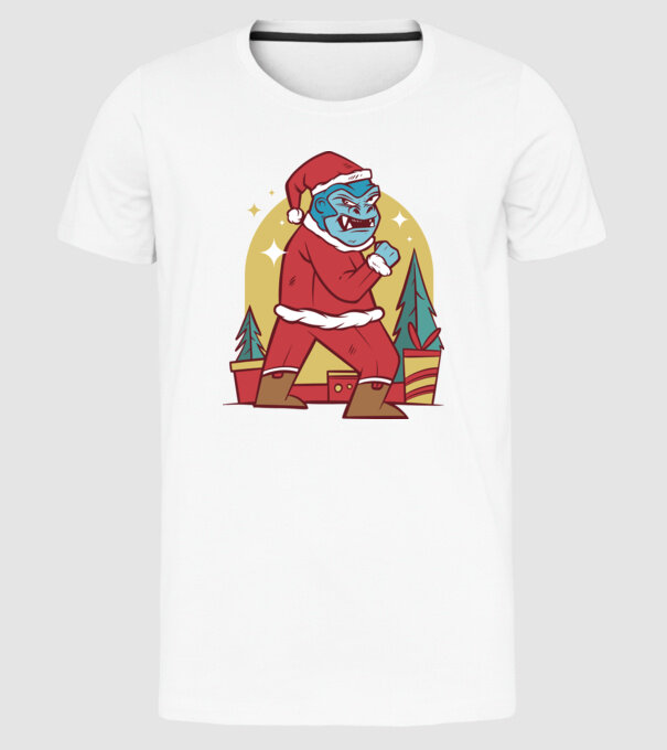 Gorila Santa model alb pe tricou