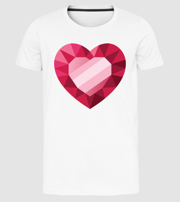 Inimă diamant model alb pe tricou