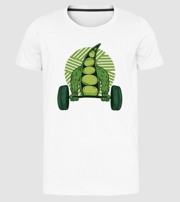 Mazăre musculoasă model alb pe tricou