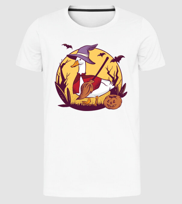 Gâscă Halloween model alb pe tricou