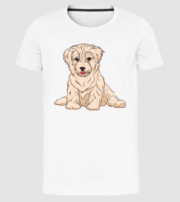 Câine Havanez model alb pe tricou