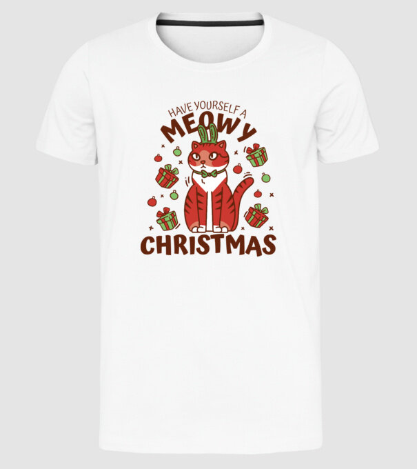 Have yourself a Meowy Christmas - Cicás Karácsony model alb pe tricou