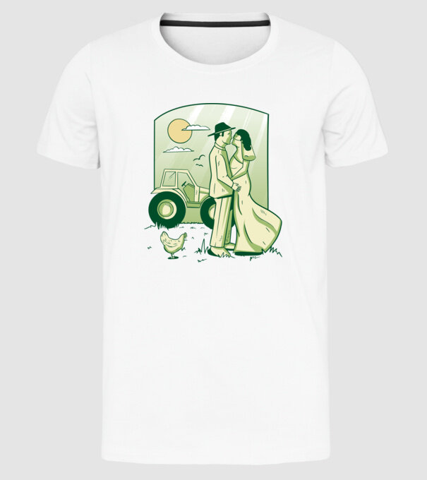Gazda se căsătorește model alb pe tricou