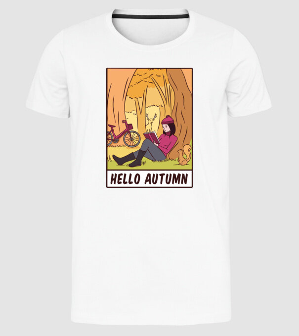 Hello Toamnă model alb pe tricou