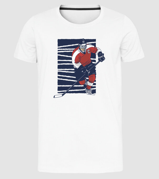 Hochei Jucător Jucător hochei de gheață model alb pe tricou