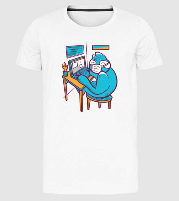 Leneș Home Office model alb pe tricou