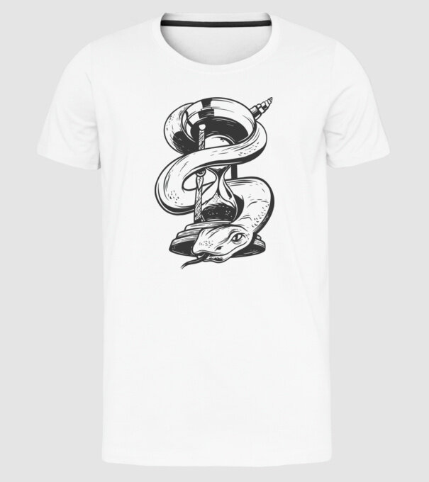 Șarpe clepsidră model alb pe tricou