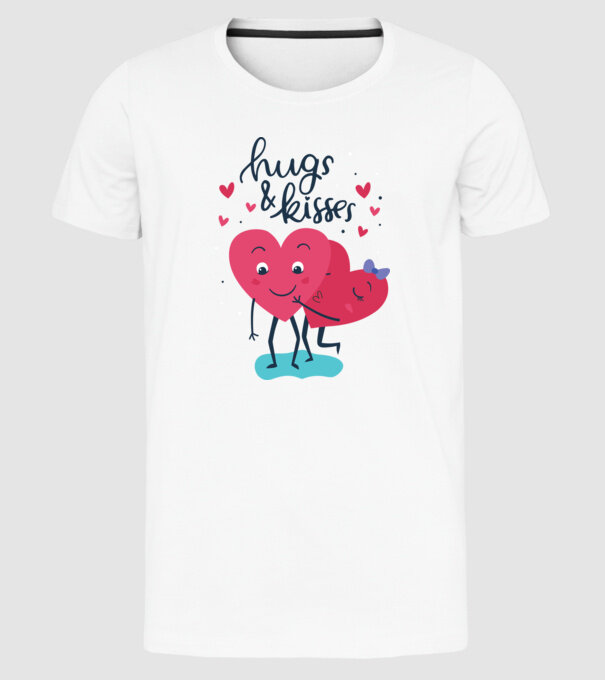 'Hugs and Kisses Tricou drăguț pentru Valentine''s Day' model alb pe tricou