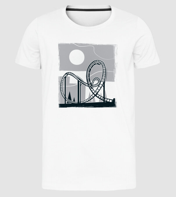 Roller coaster model alb pe tricou
