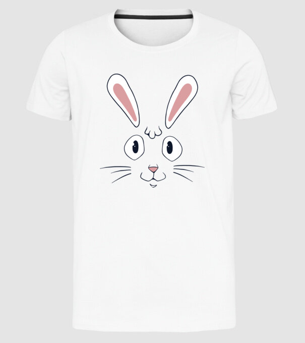 Cap iepuraș de Paște model alb pe tricou