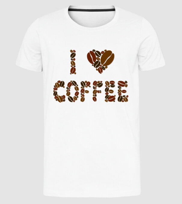 I Love Coffee model alb pe tricou