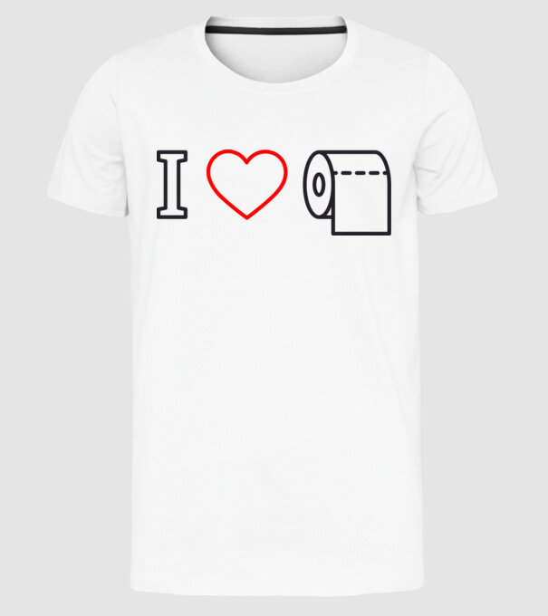 I love hârtie igienică model alb pe tricou