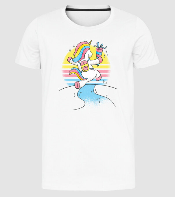 Unicorn școlar model alb pe tricou