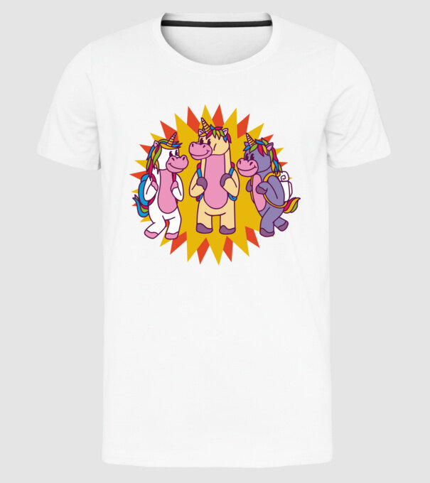 Unicorni școlari model alb pe tricou