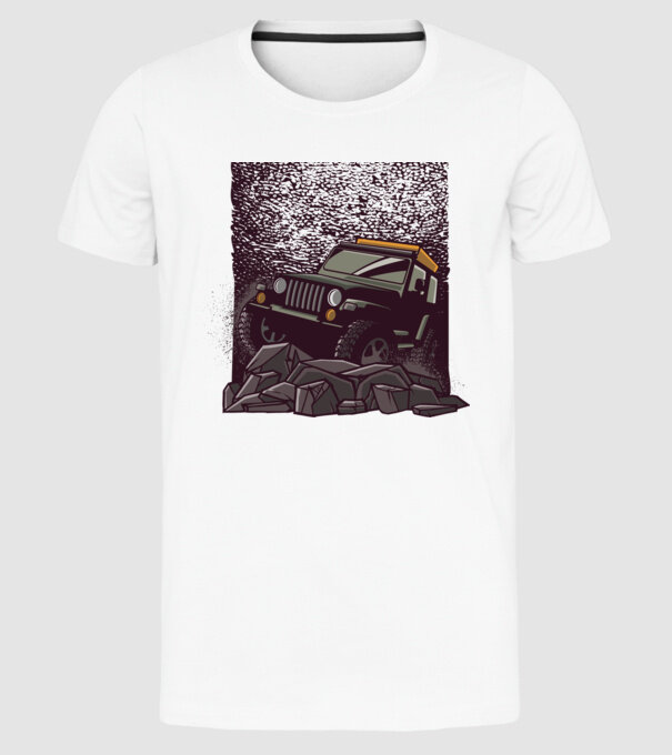 Jeep Offroad model alb pe tricou