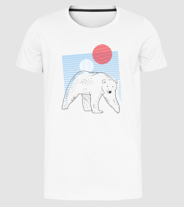 Urs polar model alb pe tricou