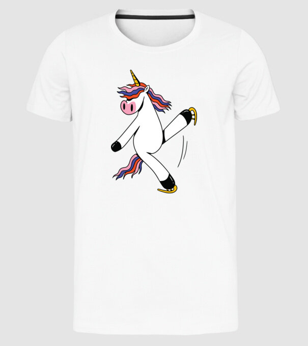 Unicorn cu Patine model alb pe tricou