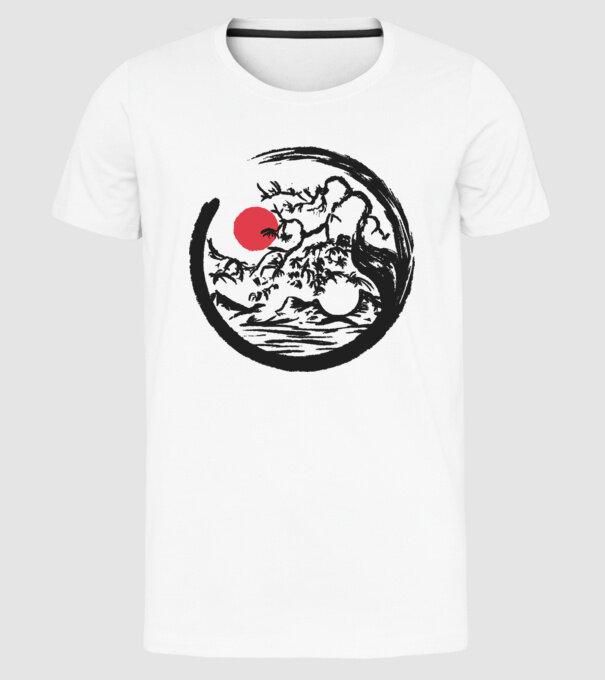Yin-Yang Bonsai model alb pe tricou