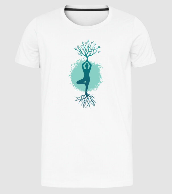 Yoga Natură model alb pe tricou