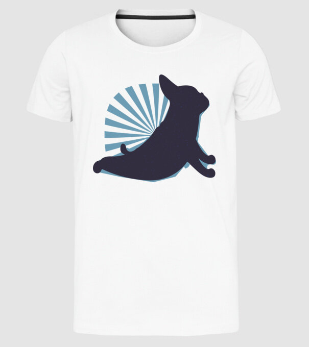 Mops Yoga model alb pe tricou