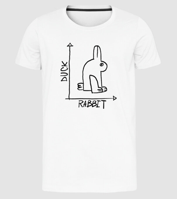 Rață vs Iepure model alb pe tricou