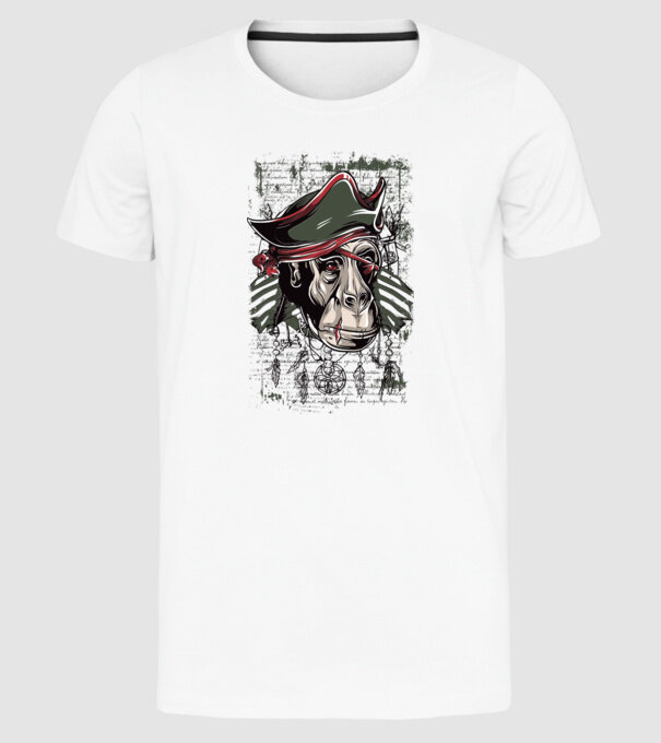 Maimuță Pirat model alb pe tricou