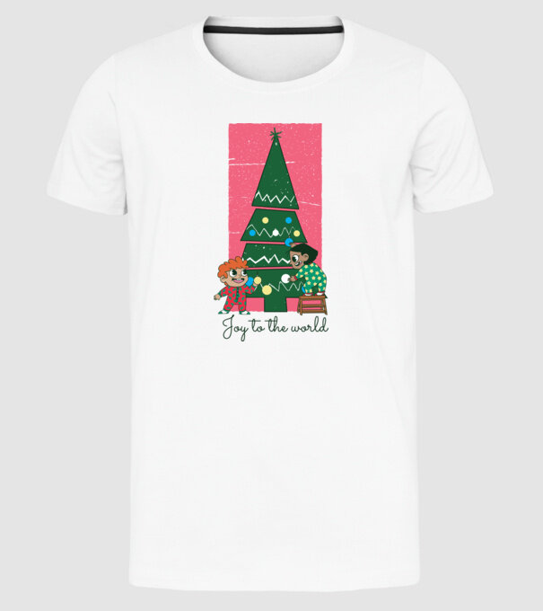 Împodobire pom de Crăciun model alb pe tricou