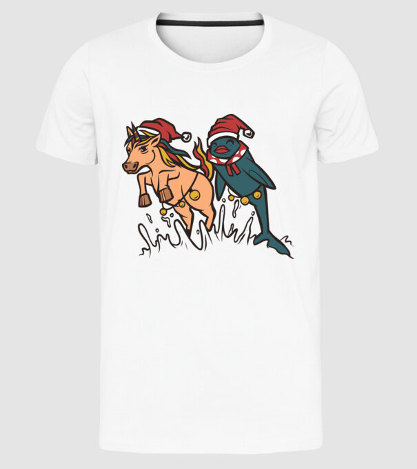Animale de Crăciun model alb pe tricou