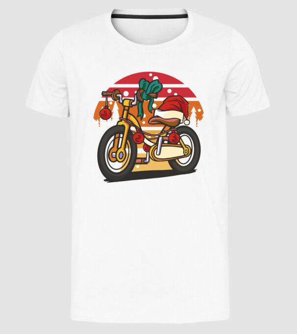 Bicicletă de Crăciun model alb pe tricou