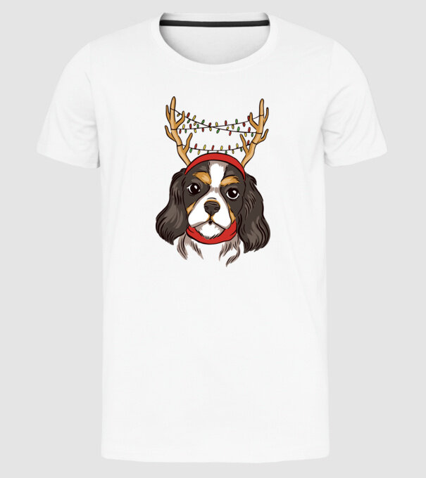 Cavalier de Crăciun model alb pe tricou