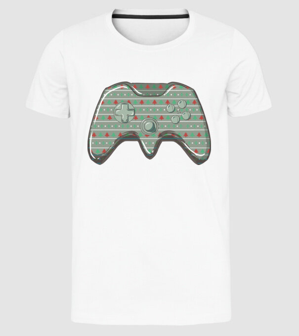 Controler Gamer Crăciun model alb pe tricou