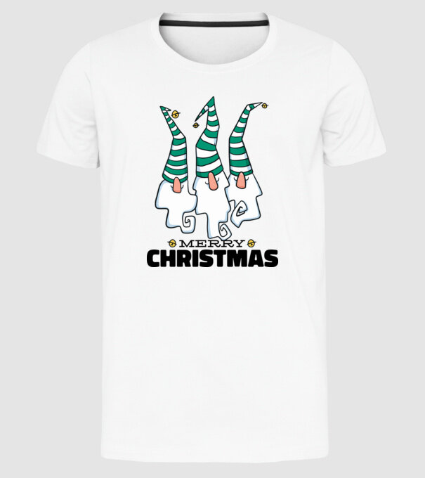 Elfi de Crăciun - Crăciun Fericit model alb pe tricou