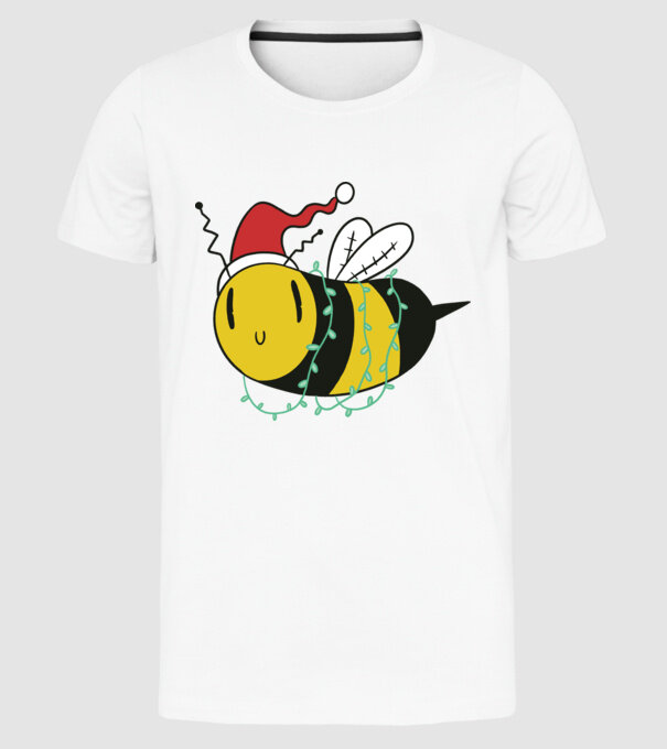 Albină de Crăciun model alb pe tricou