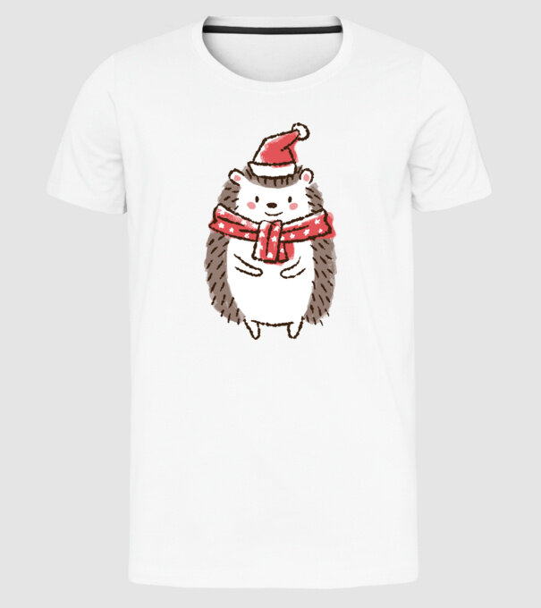Arici de Crăciun model alb pe tricou