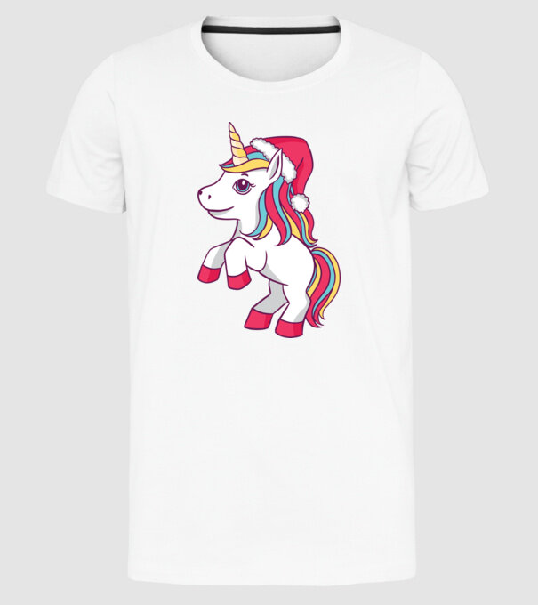 Unicorn de Crăciun model alb pe tricou