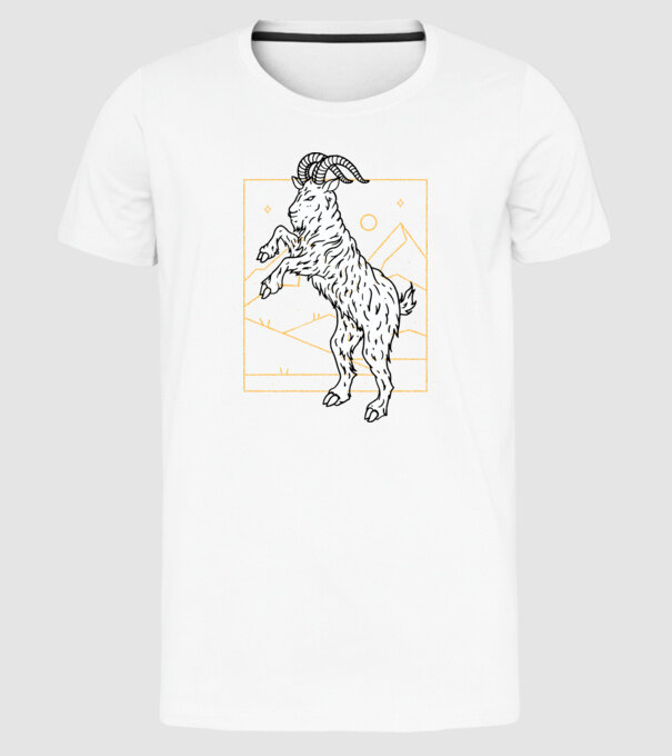 Capră model alb pe tricou