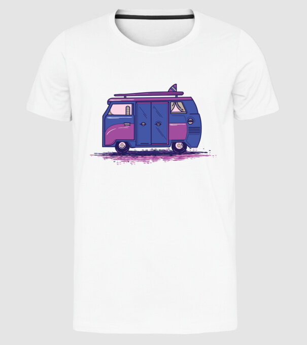 Mașină de camping model alb pe tricou