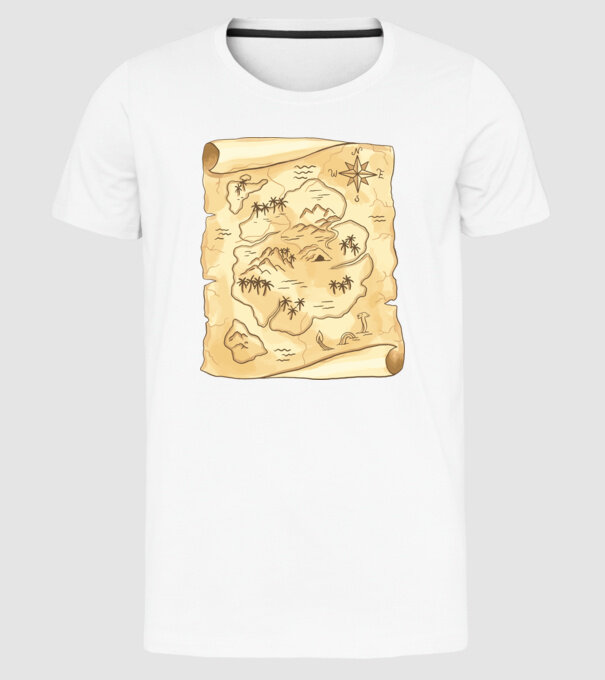 Hartă cu comori model alb pe tricou