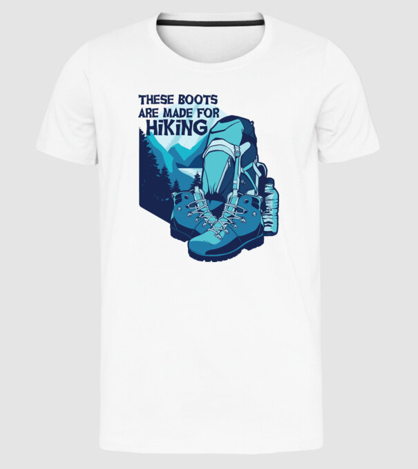 Bocanci de drumeție model alb pe tricou