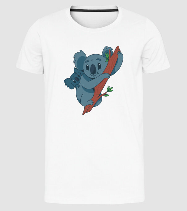 Coala model alb pe tricou