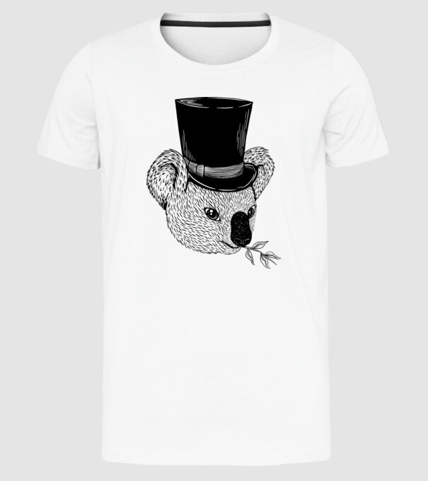 Cilindru Koala model alb pe tricou