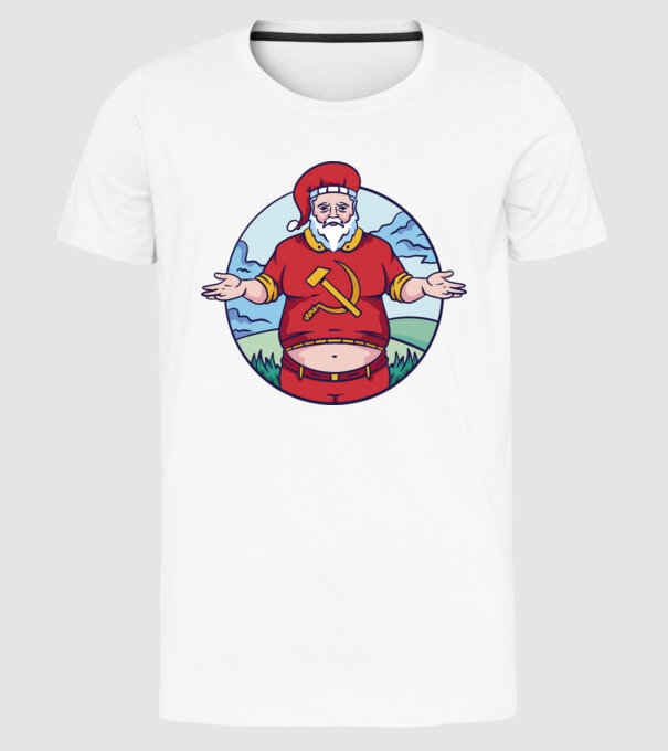Moș Crăciun comunist model alb pe tricou